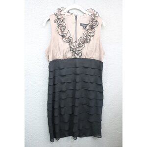 S.L. Fashions Sleeveless Empire Waist Layered Dress-Size 12-Whimsigoth-Ruffles